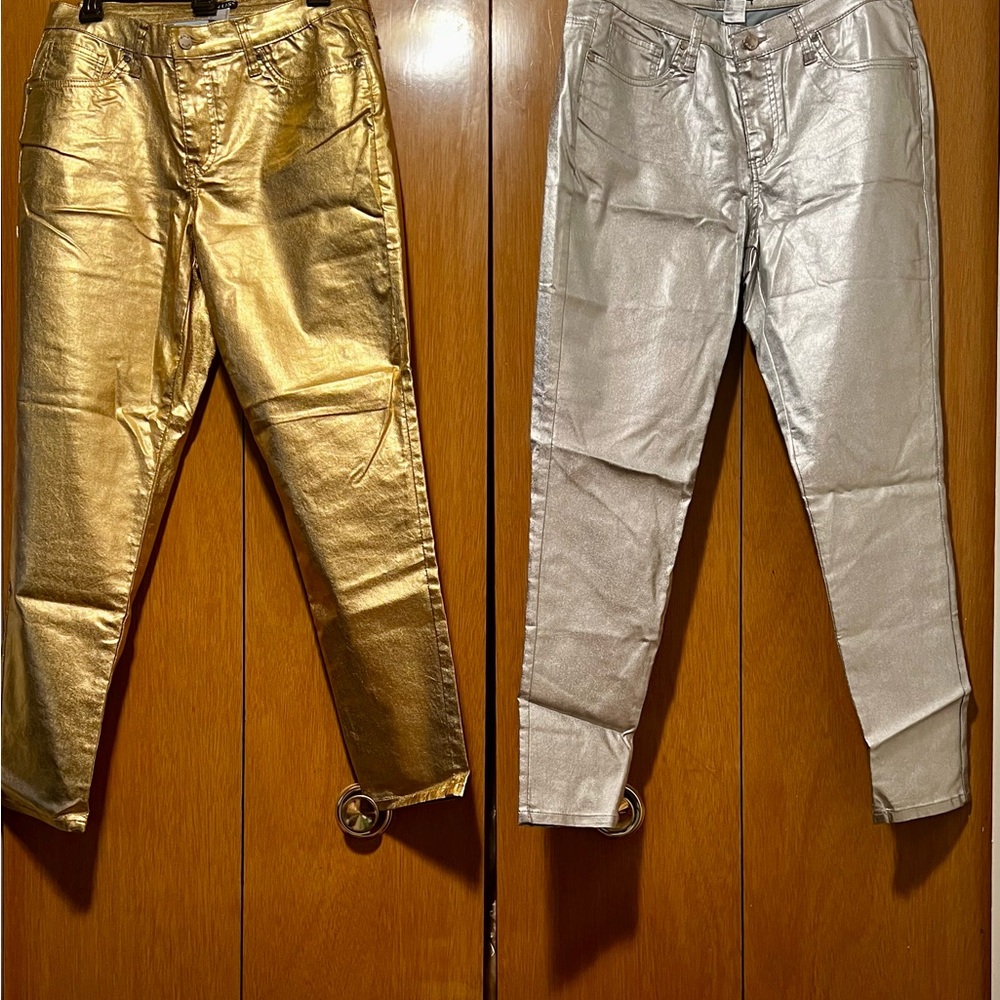 Gold and Silver Metallic Pants by Venus